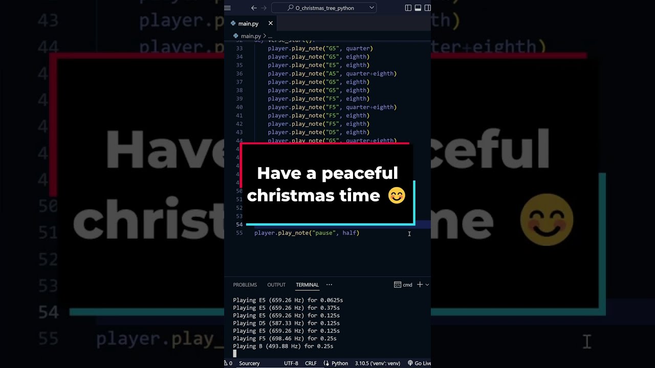 🎄 O Christmas Tree🎄🎹 - but in Python #shorts #python #merrychristmas #programming #christmas #coding