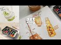 art vlog✨ paint with me food illustration watercolor 🍊 - summer edition ☀️