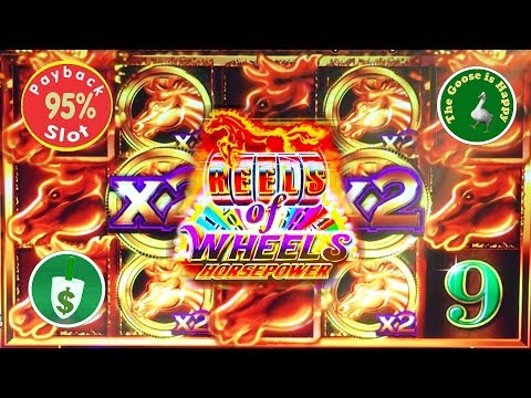 😄 Reels of Wheels Horsepower 95% payback slot machine, 2 Big Win Sessions