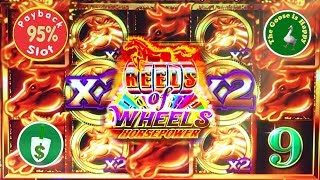 😄 Reels of Wheels Horsepower 95% payback slot machine, 2 Big Win Sessions