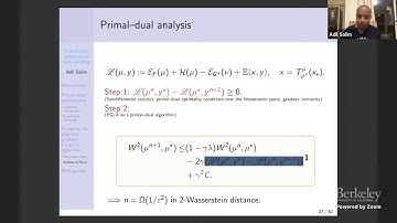 Primal--Dual Optimization and Application to Sampling
