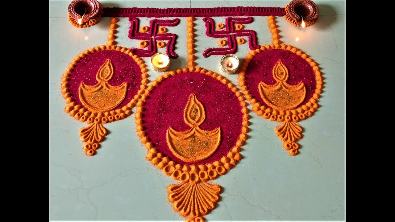 Very Easy Diya Rangoli For Deepawali Festival|Small Rangoli by ...