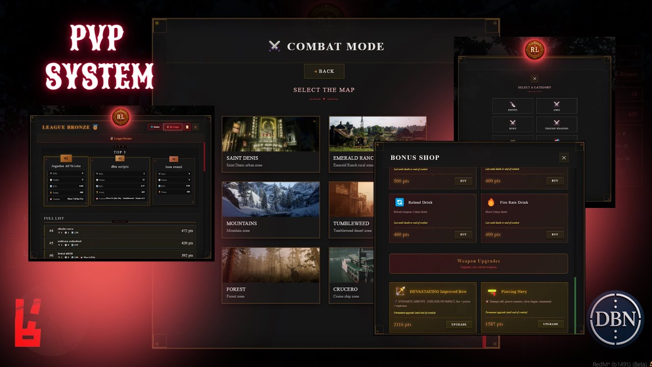 (RedM script) PVP SYSTEM [VORP/ RSG/QBR] ALL IN ONE with DUEL AND COMAT ...