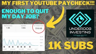 My First YouTube Paycheck After Being Monetized [Small YouTuber, 1000 Subscribers]