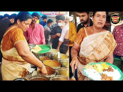 Most Popular Road Side Meals in Hyderabad | Its Lunch Time | 8 Variety of Rice | Best Non Veg Meals | Street Food Zone