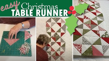Easy 3 Hour Christmas Table Runner Made With Half Square Triangles (HST