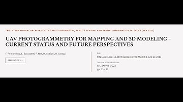 UAV PHOTOGRAMMETRY FOR MAPPING AND 3D MODELING – CURRENT STATUS AND FUTURE PERSPECTIV... | RTCL.TV