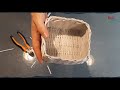 Kwadratowy koszyk z papierowej wikliny - Domowe sposoby na recykling papieru.