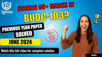 BUDC 103 Solved Previous Year Paper | BUDC 103 important question with answer | solved PYQ JUNE 2024
