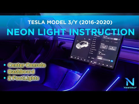 Nestour New 2016-2020 Tesla Model 3 Y Car Neon Light ( Center Console + Dashboard + 2 Foot Lights )