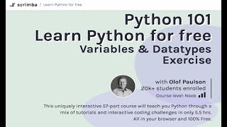 Python 101: 7  Variables & Datatypes - Exercise - Learn Python for beginners Tutorial