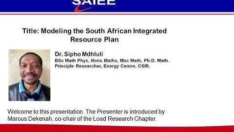 SAIEE Load Research Chapter | “Modelling the South African Integrated Resource Plan”