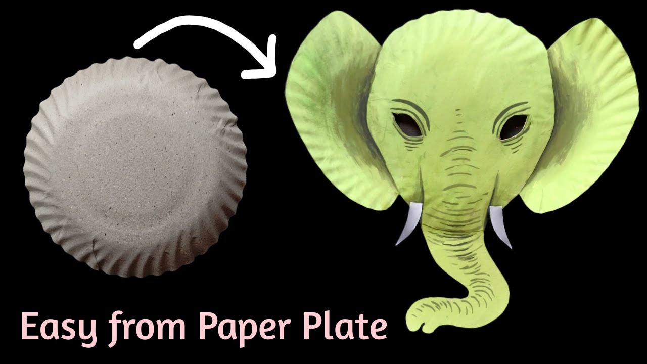 Elephant Mask from Paper Plate. Elephant Costume for Kids. Animal Mask. 