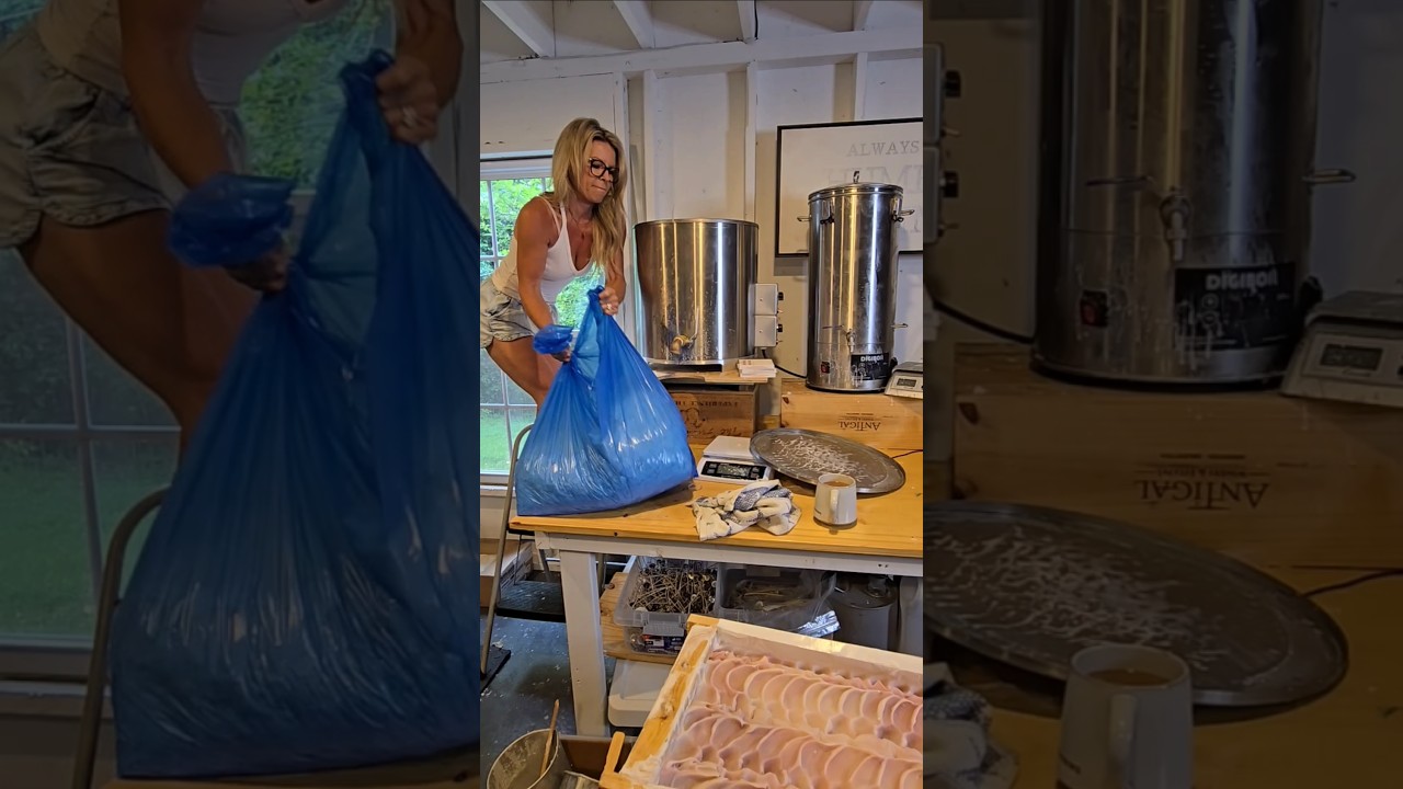 Long workday of Soy Candle & Soap making. First, I have to cut some soap I made the other day!