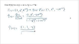 Finding unit tangent vector at a value of t