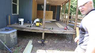 Straightening a Banana Shaped Deck with a Car Jack