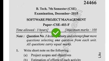 2015 Mdu BTech CSE 7th Sem Software Project Management Question Paper #MduQuestionPaper