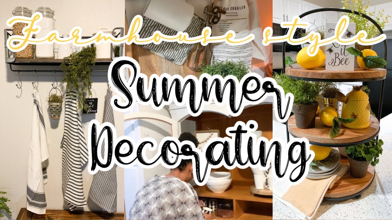 SUMMER DECORATE WITH ME | FARMHOUSE SUMMER DECORATING IDEAS | SUMMER TIERED TRAY DECOR