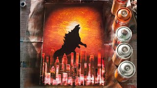 [Tuto] Godzilla- Peinture à la bombe / Spray paint art by UCUETIS