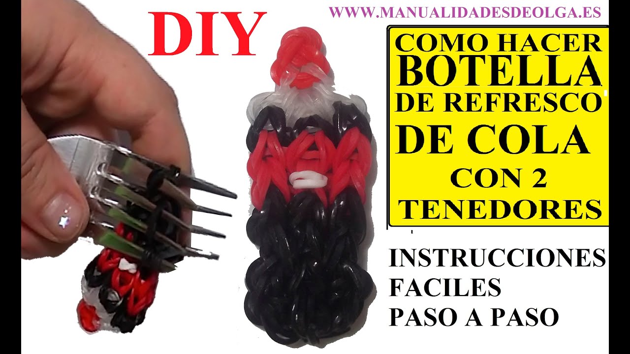 COMO HACER UNA BOTELLA DE REFRESCO DE COLA DE GOMITAS CON DOS TENEDORES. FIGURA BOTTLE CHARM