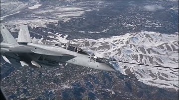 US Navy EA-18G Growlers refueling by RAF Voyager