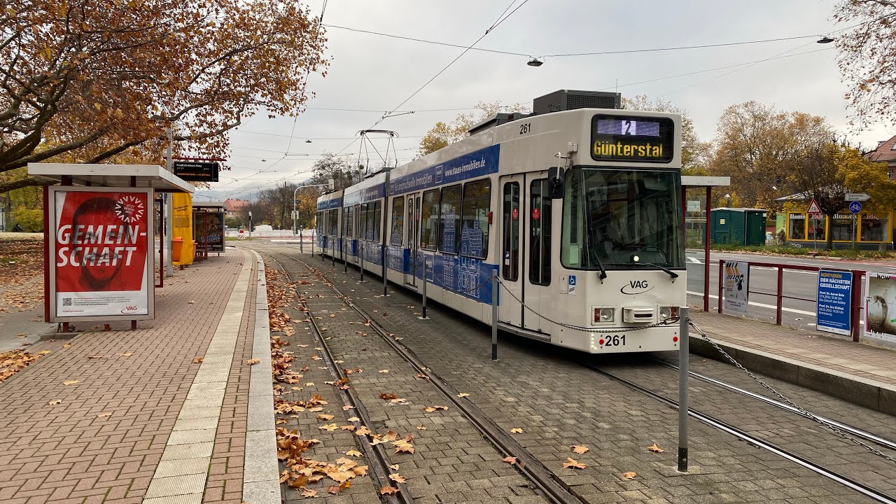 Mit der Straßenbahn 🚋Linie 2 durch Freiburg❤️Winter🎅🏻Schwarzwald🎄