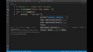 Star pattern 3 :  Right Half Pyramid