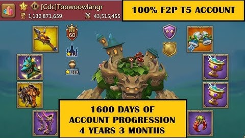 Lords Mobile -  100%  F2P  T5 account overview  - 4+ year / 1600 days later!