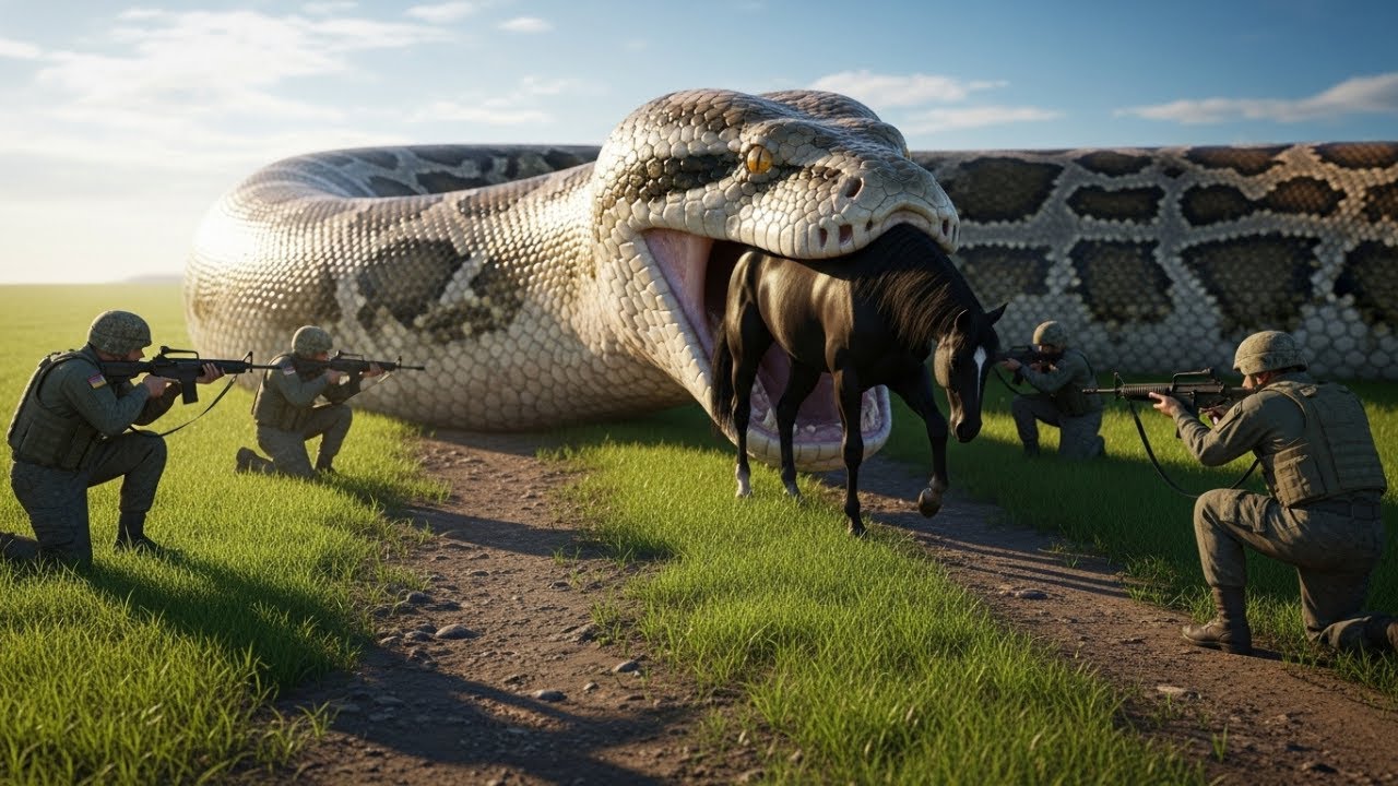 Courageous Wildlife Heroes Save Black Greedy Horse from Deadly Python ...