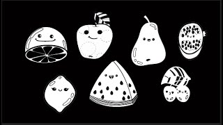 Fruit Disco Party | Baby Sensory Fun Video | High Contrast Black & White animation | Hand Drawn