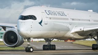 CLOSE UP - Cathay Pacific Airbus A350-1000 Takeoff from Manchester Airprot