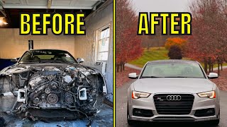 REBUILDING A WRECKED AUDI S5 IN 10 MINUTES!