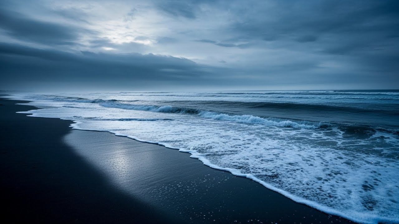 Ocean Waves at Night 🌙🌊 6 Hours of Calm Beach Sounds for Peaceful Evening Relaxation