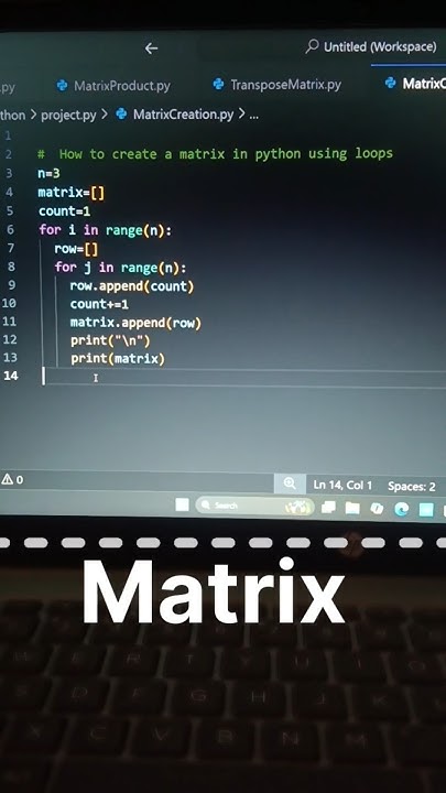 How to create a matrix in python #coding #python #shorts #programming ...