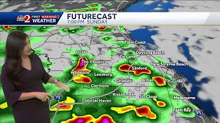 Strong showers, storms moving through Central Florida on Sunday
