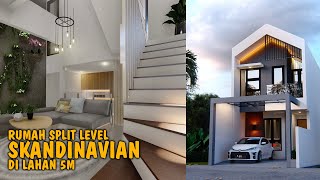 Desain rumah split level bergaya skandinavian tipe 103/73 di lahan 5m