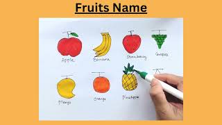 How to draw Fruits | Learn Fruits Name and Colors for preschool kids and toddlers