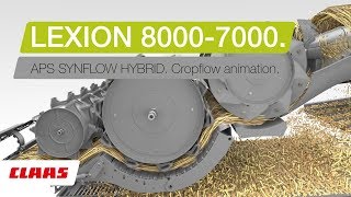 CLAAS LEXION 8000-7000. APS SYNFLOW HYBRID. Cropflow animation.