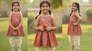 Stylish Baby Girl Outfit Kurti With Dhoti Salwar Traditional Kids Dress