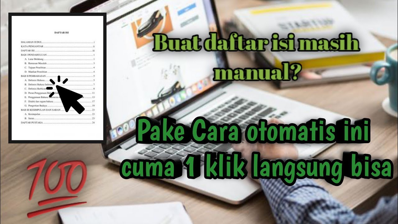 cara membuat daftar isi otomatis hanya 1x click 
