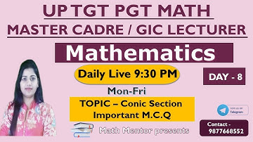 Previous Year Questions On Conic Section For Master Cadre | GIC Lecturer | UP TGT | UP PGT | Day - 8