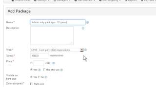 Creating admin only advertising packages to Joomla