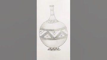 सुराही का चित्र बनाना सीखें /How to draw pitcher with pencil sketch Easy steps #Up board drawing