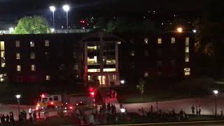 Fire Alarm Short: False alarm in dorm building while we have a dance party across the way!