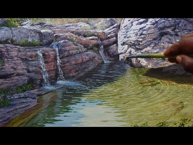 How To Use Acrylic For Beautifull Waterfall | Time Lapse | 92 class=