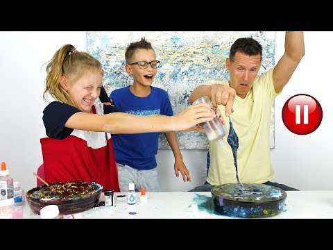 PAUSE SLIME CHALLENGE with Our DAD!!!