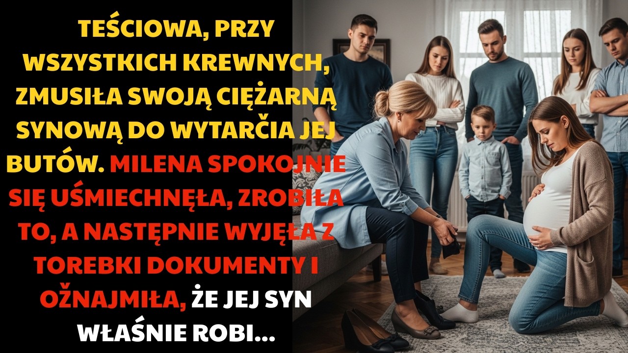 Teściowa, przy wszystkich członkach rodziny, zmusiła ciężarną synową do wyczyszczenia jej butów.