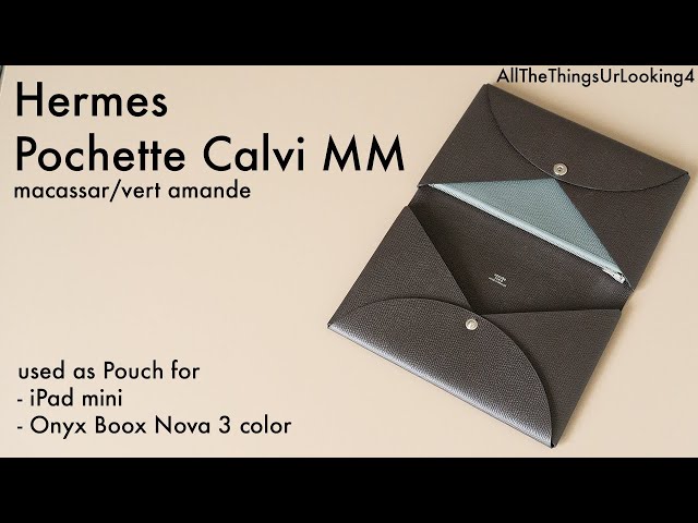 Hermes Pochette Calvi MM used as pouch for iPad mini and Onyx Boox Nova3  color 