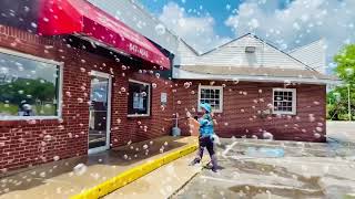 Aerial View of Hoyt's Pressure Washing Cleaning Johnny's Big Burger | Drone Footage Clarksville, TN
