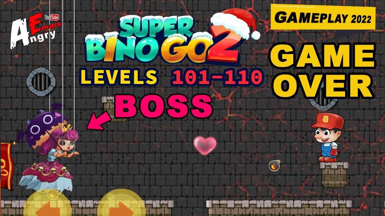 Super Bino Go 2 GAME OVER - Levels 101-110 + BOSS / Gameplay Walkthrough (Android Game)